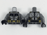 Torso Tactical Armor with Silver Plates, Black Bat, and Gold Utility Belt Pattern / Dark Bluish Gray Arms / Black Hands