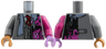 Torso Suit Jacket, Red Tie, Black and Magenta Left Side Pattern / Magenta Arm Left with Splotches and Tears Pattern / Dark Bluish Gray Arm Right / Medium Lavender Hand Left / Medium Nougat Hand Right