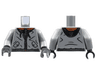 Torso Hoodie, Black Hood and Drawstrings, Reddish Brown Collar, Silver Zipper Pattern / Dark Bluish Gray Arms / Black Hands