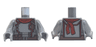 Torso Jumpsuit with Dark Red Trim and Scarf, Dark Brown Belt with Pouches Pattern / Dark Bluish Gray Arms / Dark Bluish Gray Hands