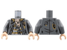 Torso Tattered Jacket, Dark Tan and Light Bluish Gray Striped Shirt, Light Nougat Chest, Black Rune Tattoo Pattern / Dark Bluish Gray Arms / Light Nougat Hands