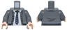 Torso Cardigan Sweater with White Shirt, Dark Blue and Silver Tie and Trim (Ravenclaw) Pattern / Dark Bluish Gray Arms / Light Nougat Hands