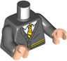 Torso Cardigan Sweater with White Shirt, Yellow and Black Tie and Trim (Hufflepuff) Pattern / Dark Bluish Gray Arms / Light Nougat Hands