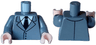 Torso Suit Jacket with 3 Buttons over White Shirt, Black Tie Pattern / Dark Bluish Gray Arms / Light Nougat Hands