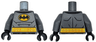 Torso Super Hero Costume with Batman Logo and Black Collar, Yellow and Bright Light Orange Belt with Orange Ovals, Muscles Outline Pattern / Dark Bluish Gray Arms / Black Hands