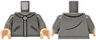 Torso Jacket with Black Pockets, Creases and Stitching, Light Bluish Gray Neck, Silver Zipper and Gru Logo Pattern / Dark Bluish Gray Arms / Light Nougat Hands
