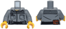 Torso Jacket, Black Pockets, Striped Panels, and Belt with Silver and Reddish Brown Pouches Pattern / Dark Bluish Gray Arms / Bright Light Orange Hands