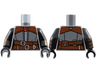 Torso Female Robe, Reddish Brown Shoulders, Belts, Silver Buckles and Trim, Red Jewel Pattern / Black Arms with Belts and Buckles Pattern / Black Hands