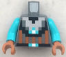 Torso Pixelated Silver Armor with Black Trim and Dark Orange Stripes, Belt with Medium Azure and White Buckle Pattern / Medium Azure Arms / Dark Orange Hands