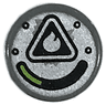 Tile, Round 1 x 1 with Flame Symbol, Black Triangle and Rivets, and Lime Gauge on Silver Background Pattern