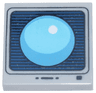 Tile, Modified 2 x 2 Inverted with Medium Azure and Dark Azure Sphere on Black and Dark Blue Striped Screen with Buttons Pattern (Sonic the Hedgehog Shield Item Box)