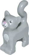 Cat, Standing with Black Eyes, Bright Pink Nose, White Muzzle and Chest Pattern