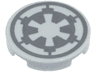 Tile, Round 2 x 2 with Bottom Stud Holder with Dark Bluish Gray SW Imperial Logo Pattern