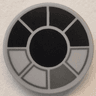 Tile, Round 2 x 2 with Bottom Stud Holder with Black and Dark Bluish Gray SW Millennium Falcon Cockpit Pattern