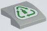Slope, Curved 2 x 2 x 2/3 with Green Recycling Arrows and Bottle on White Background Pattern