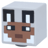 Minifigure, Head, Modified Cube with Pixelated Medium Brown Face, Black Eyes, Reddish Brown Mouth, Ears with White Auricles, Fur on Cheeks Pattern (Minecraft Wolf Skin)