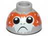 Brick, Round 1 1/2 x 1 1/2 x 2/3 Dome Top with Porg Head, High Raised Feathers between Eyes Pattern