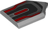 Tile, Modified 2 x 3 Pentagonal with Black, Dark Bluish Gray and Red Armor Plates Pattern