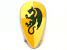 Minifigure, Shield Oval with Dark Green Dragon on Bright Light Orange and Bright Light Yellow Quarters Background Pattern