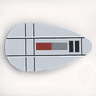 Minifigure, Shield Oval with SW Red, Gray, and Black Lines Pattern