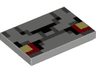 Tile 2 x 3 with Pixelated Black, Bright Light Yellow, Dark Bluish Gray and Red Pattern (Minecraft Redstone Golem Face)