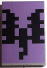 Tile 2 x 3 with Pixelated Black Dragon on Medium Lavender Background Pattern (Minecraft End Warrior Shield)