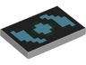 Tile 2 x 3 with Pixelated Medium Azure and Dark Green Swirl on Black Background Pattern (Minecraft Shield)