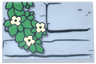 Tile 2 x 3 with Black Stone Contours and Vine with Bright Green Leaves and Bright Light Yellow Flowers Pattern (Minecraft Iron Golem Torso)