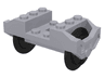 Train Wheel RC, Holder with Black Train Wheel Pair on Chrome Silver Metal Axle with Slots (2878 / 2879c01)