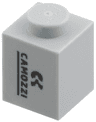 Brick 1 x 1 with Black 'CAMOZZI' and Logo Pattern Model Right Side