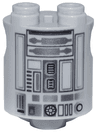 Brick, Round 2 x 2 x 2 Robot Body with Dark Bluish Gray and Silver Lines with Black Detailed Center Panel and Large Circle in Hexagon Pattern (R2-BHD)