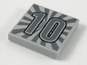 Tile 2 x 2 with Silver Number '10' and Radiating Beams Pattern