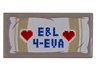 Tile 1 x 2 with 'E&L 4-EVA' with Red Hearts Pattern