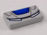 Tile 1 x 2 with Blue Trapezoid, Dark Bluish Gray Lines and Metallic Light Blue Eyes Pattern (Iron Man Mark 38 Forehead)