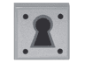 Tile 1 x 1 with Black Keyhole and 4 Dots on Silver Background Pattern