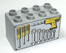 Duplo, Brick 2 x 4 x 2 with Tools on Light Gray Background Pattern