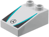 Duplo, Brick 3 x 2 Slope 33 with Mercedes-Benz Logo, Dark Turquoise Stripes, Black Triangles Pattern