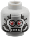 Minifigure, Head Silver Faceplate, Red Eyes and Rectangular Grid Mouth Pattern