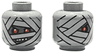 Minifigure, Head Dual Sided Alien Mummy with Dark Bluish Gray Face, Wrappings, Red Eyes and Angry Open Mouth with Teeth Parted / Single Eye Pattern