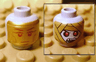 Minifigure, Head Dual Sided Alien with Gold Death Mask / Mummy Wrap with Red Eyes and Open Mouth Pattern