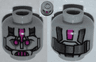 Minifigure, Head Alien with Robot Magenta Eyes and Mouth and Metal Plates Pattern