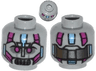Minifigure, Head Alien with Robot Magenta Eyes, Silver Mouth, Medium Blue Line and Metal Plates Pattern