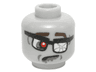 Minifigure, Head Alien Zombie with Glasses Shattered Lens, Red Eye, Dark Brown Eyebrows and Crooked Frown Pattern