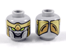 Minifigure, Head Alien with Gold Armor, Lime Eyes, Large Open Mouth with 8 Teeth Pattern