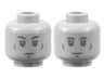 Minifigure, Head Dual Sided Statue Dark Bluish Gray Cheek Lines and Chin Dimple, Raised Eyebrows / Flat Eyebrows Pattern