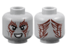 Minifigure, Head Alien Black Eyebrows, Dark Red Tattoos, Dark Bluish Gray Cheek Lines and Chin Dimple, Open Mouth Smile with Teeth Pattern