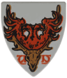 Minifigure, Shield Triangular Short with Durmstrang Stag Coat of Arms Pattern