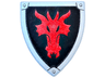 Minifigure, Shield Triangular Short with Red Dragon Head on Black Background Pattern