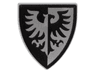 Minifigure, Shield Triangular Short with Black and Silver Falcon with Black Border Pattern