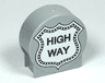 Duplo, Brick 1 x 2 x 2 Round Top with Black 'HIGH WAY' on White Badge Pattern